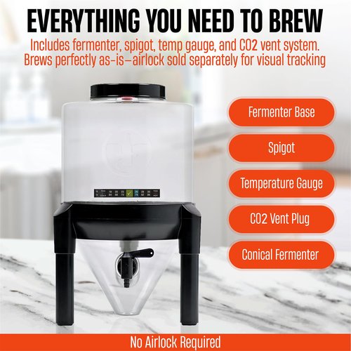 BrewDemon Conical Fermenting System - NO AIRLOCK OR SIPHON REQUIRED - Made of BPA FREE Food Grade Plastic that imparts zero unwanted flavors into your Brew!