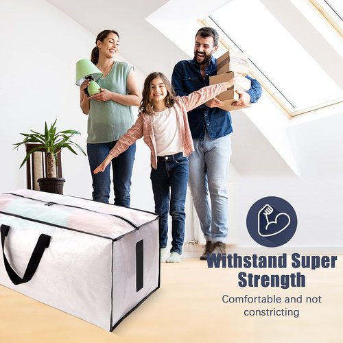 HOMESURE Large Water-Resistant Moving Bags - 8 Pack Heavy Duty Storage Totes with Zippers & Handles | Semi-Transparent