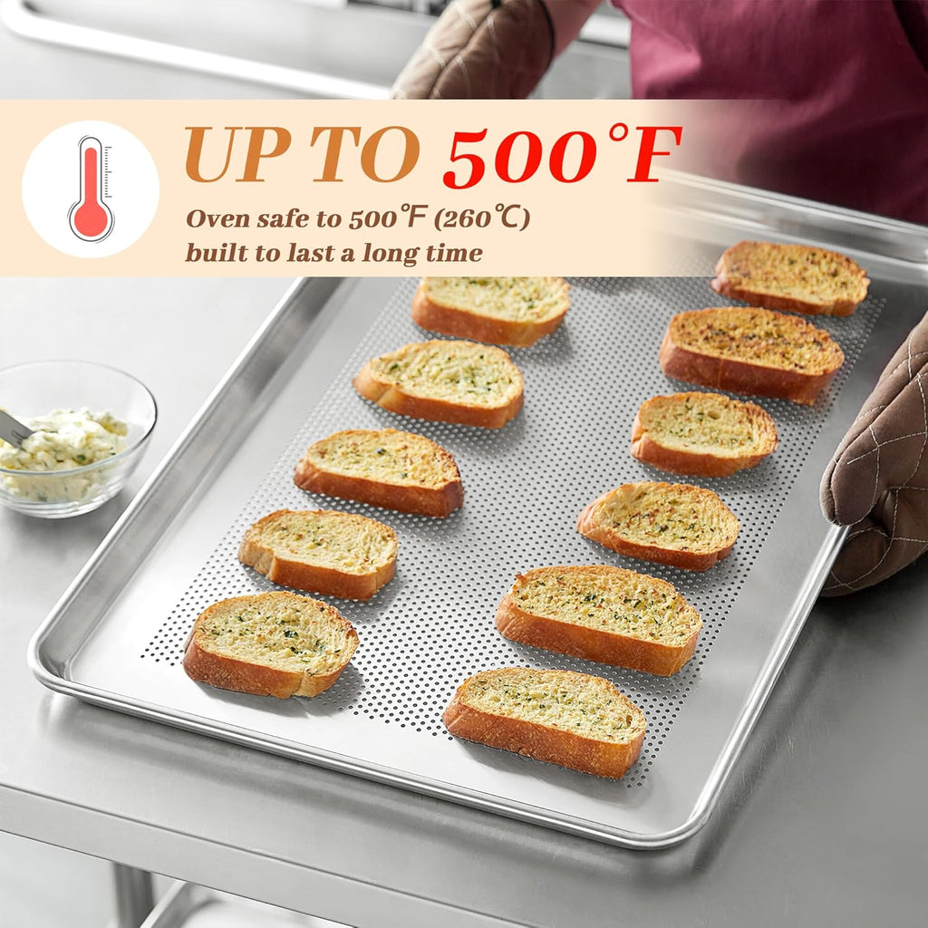 Perforated Aluminum Baking Sheet Pans - Non-Stick Commercial Cookie Sheets | 6 Pack, 26"x18"