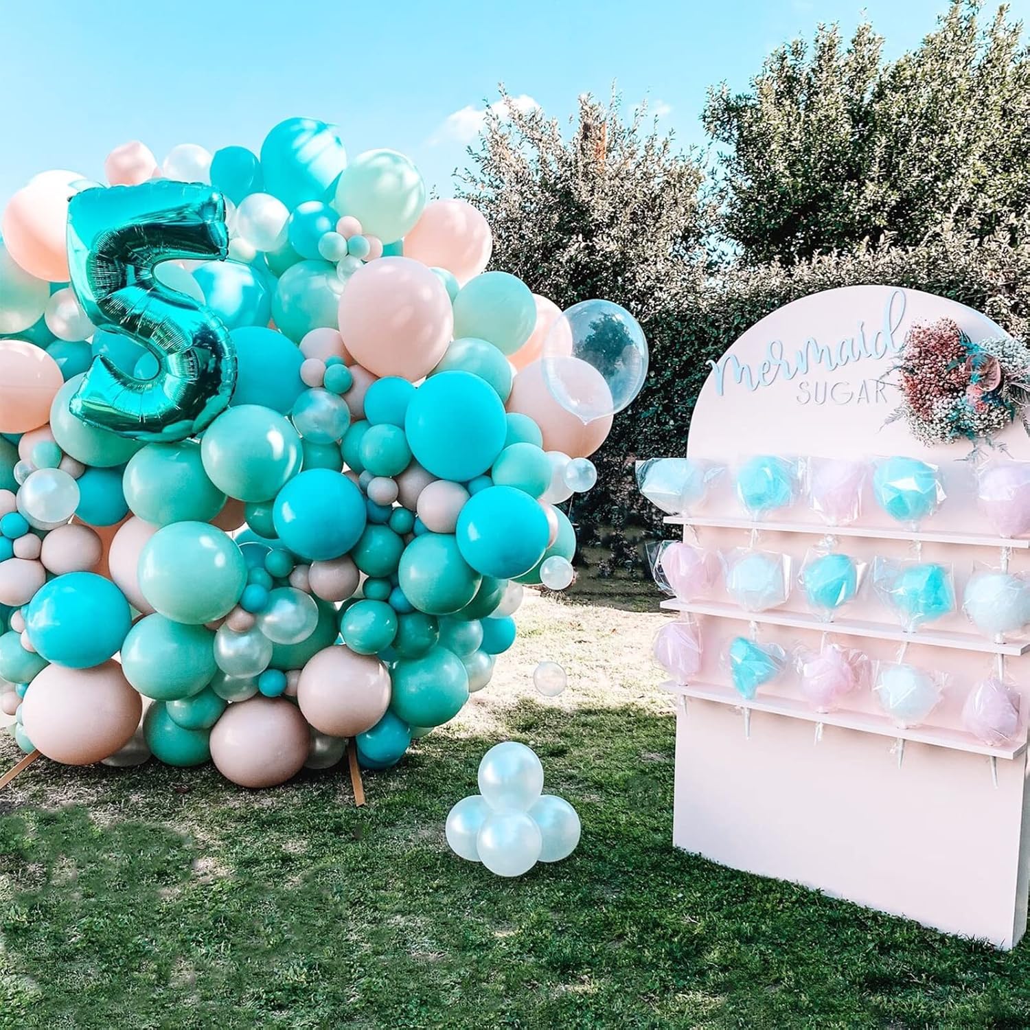 Voircoloria Teal Balloons - 130-Piece Set in Various Sizes for Baby Showers, Weddings & Birthdays