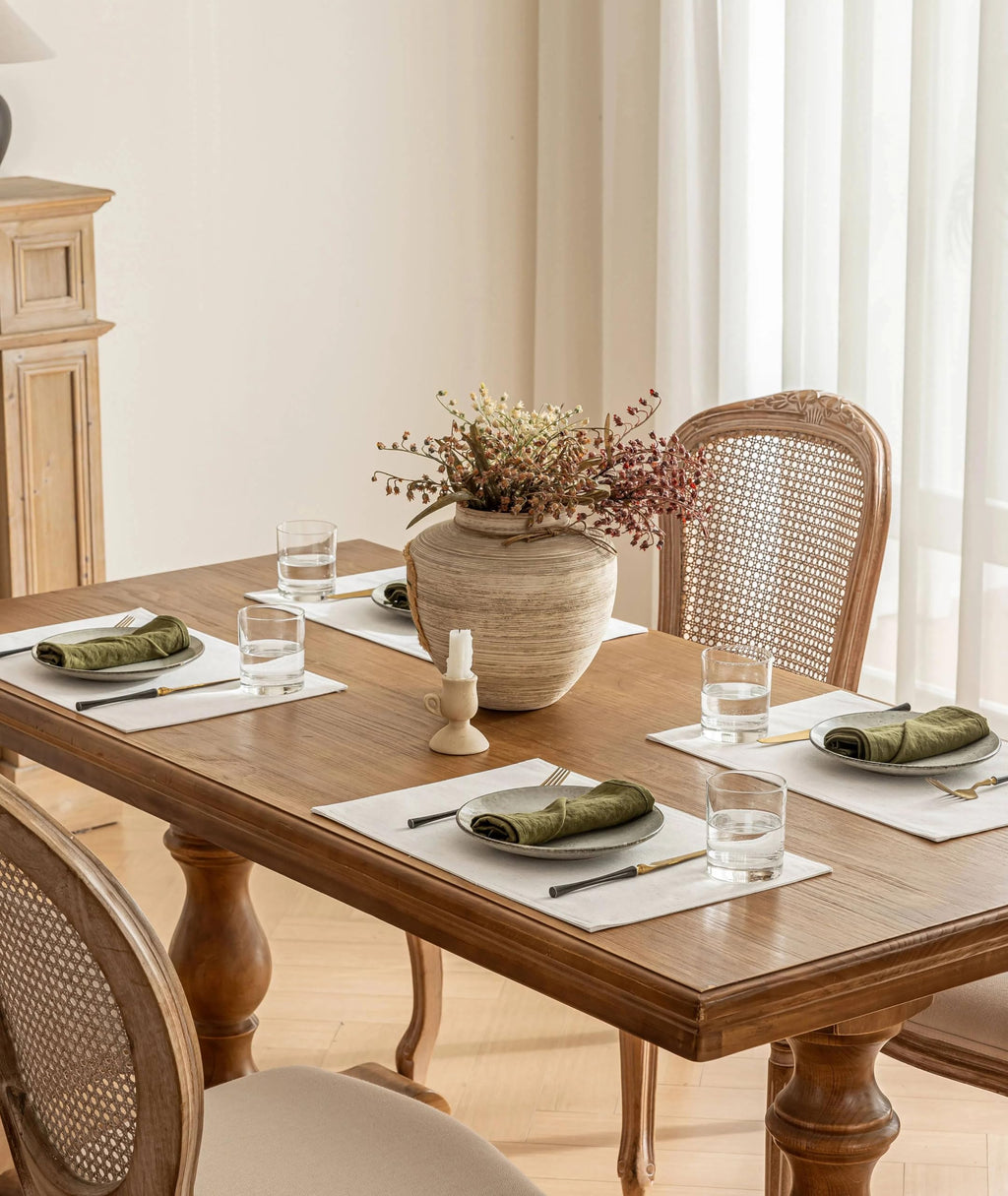 Placidy Rectangular Cloth Place Mats for Dining Tables Set of 12 Washable Water Repellent Non Slip Durable Linen Placemats Table Protective 12x18 Inch