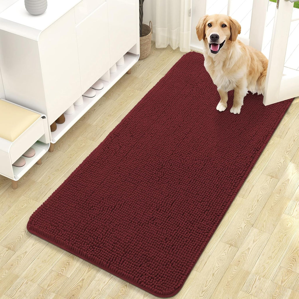 OLANLY Dog Door Mat - Absorbent Non-Slip Washable Doormat for Muddy Paws | 47x24, Caramel Russet