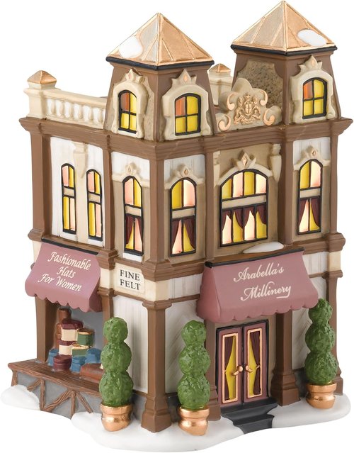 Department 56 Dickens' Village Arabella's Millinery - Charming Lit House, 6.69 Inch