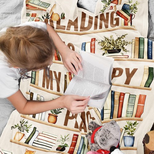 CUJUYO Book Lover Gifts for Women Men Blanket 60"x50" - Librarian Gifts Throw - Book Club Gifts for Reading Lovers Bookish - Literary Gift Ideas - Best Bookworm Gifts for Birthday Christmas Graduation