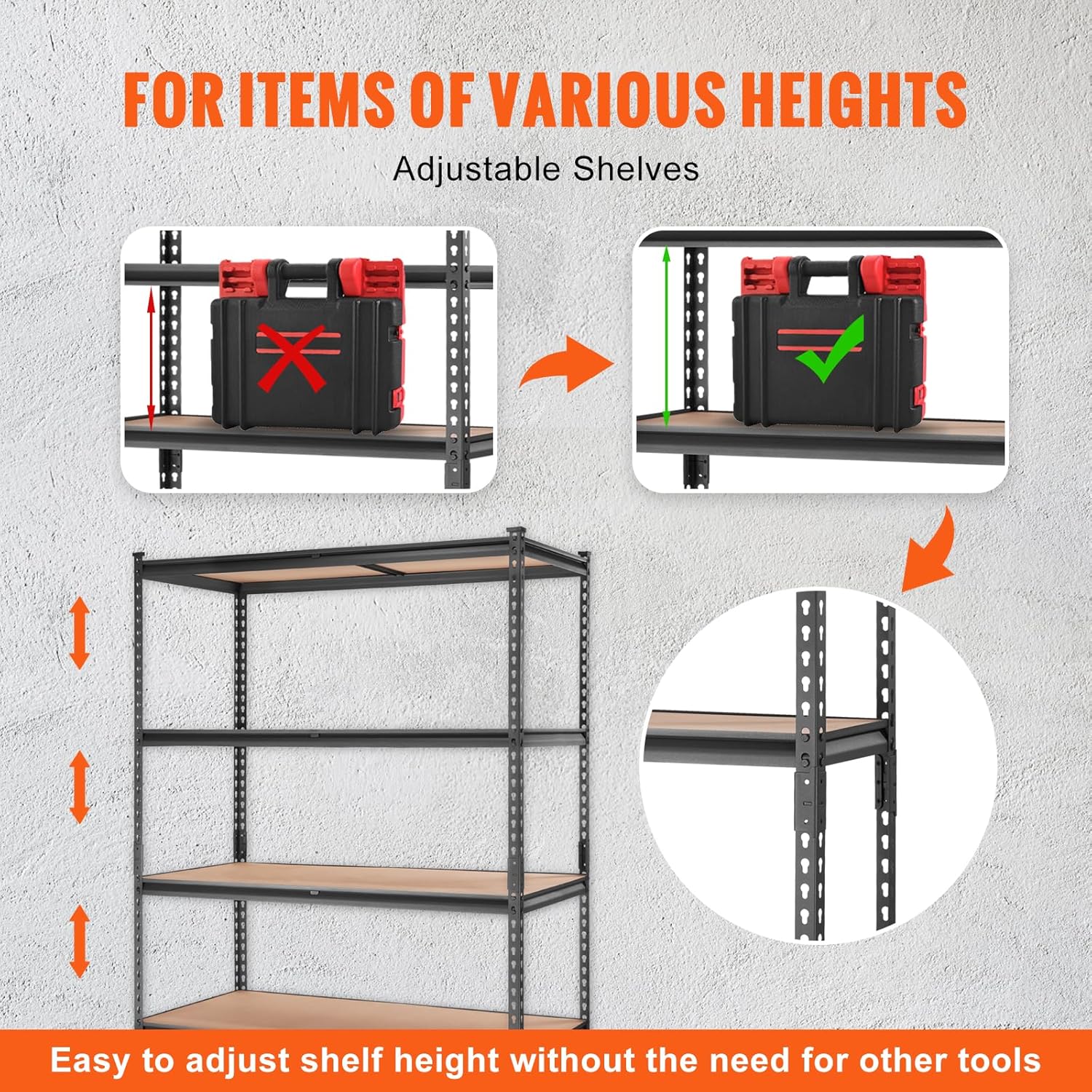 VEVOR Heavy-Duty Storage Shelving Unit - 5-Tier Adjustable Metal Shelves | 48" L x 24" W x 72" H