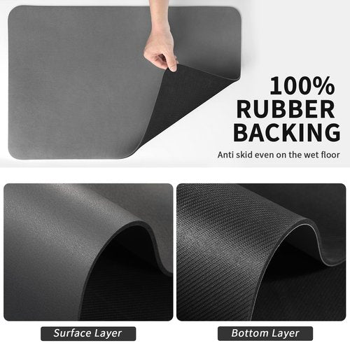 HotLive Dish Drying Mat for Kitchen Counter, Heat Resistant Drainer Mats with Non-slip Rubber Backed, Hide Stain Kitchen Super Absorbent Draining Mat, Easy to Clean Dish Rack Pad, Dark Grey 18"x32"