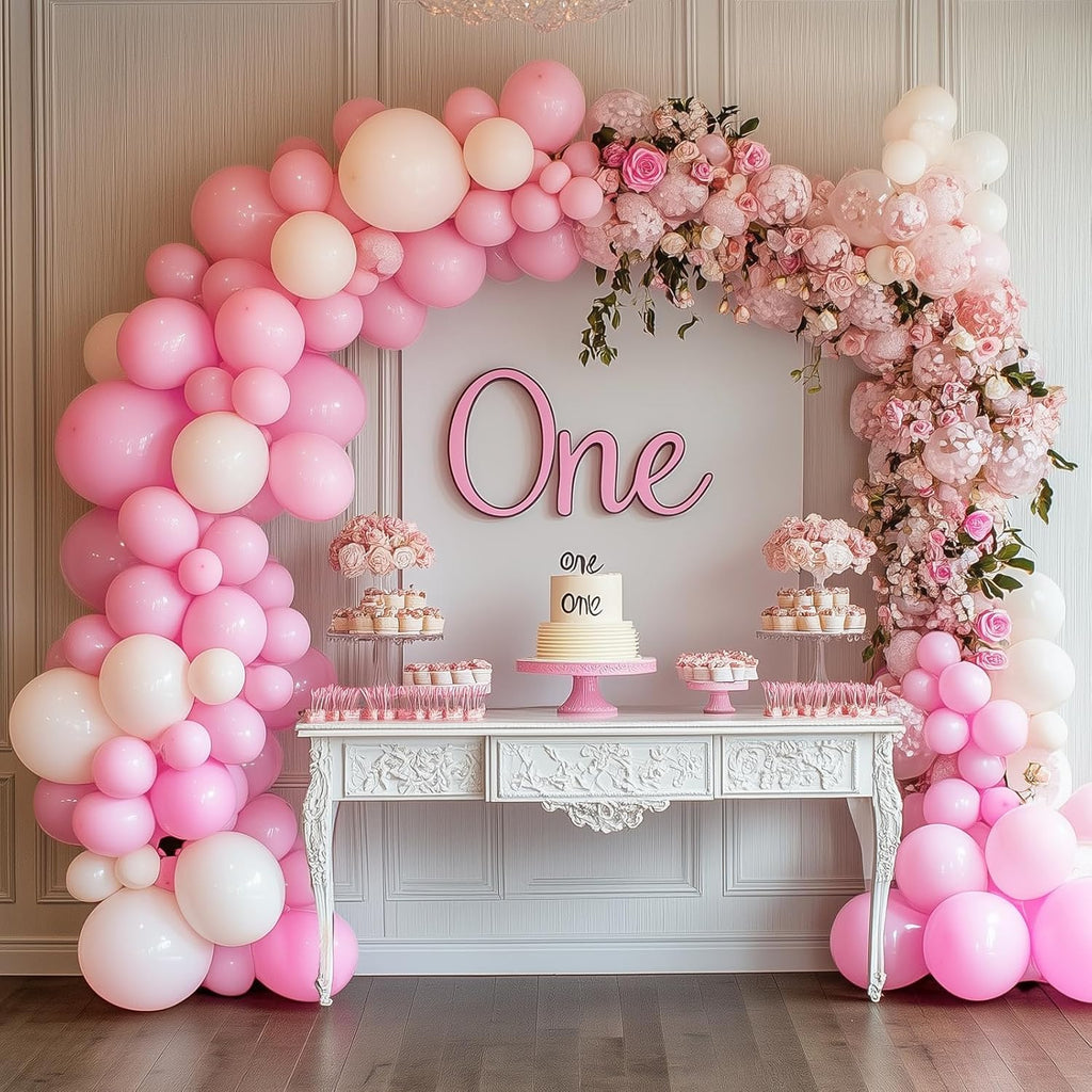 RUBFAC Pastel Pink Balloons - 129pcs in Various Sizes for Garland & Arch | Perfect for Parties & Celebrations