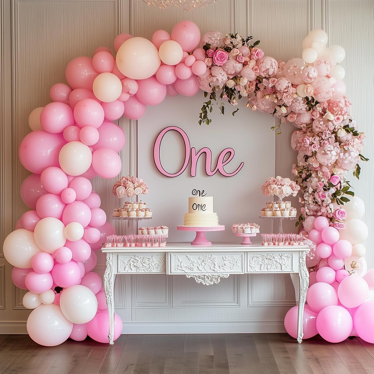 RUBFAC Pastel Pink Balloons - 129pcs in Various Sizes for Garland & Arch | Perfect for Parties & Celebrations