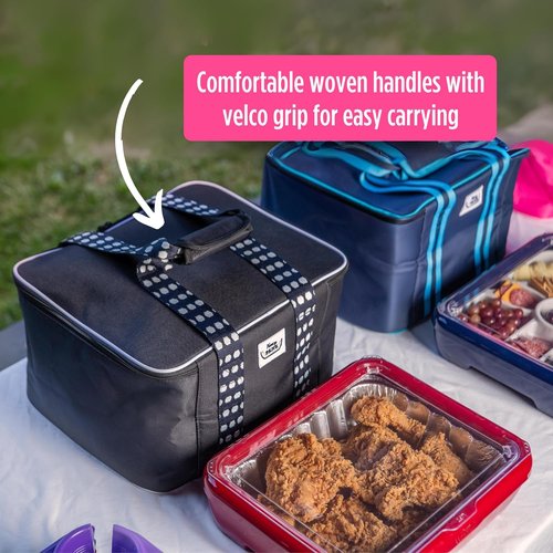 Fancy Panz - Insulated Casserole Carrier Bag in Pink - Keeps Food Hot or Cold | 2 Pockets, Perfect for Hosting