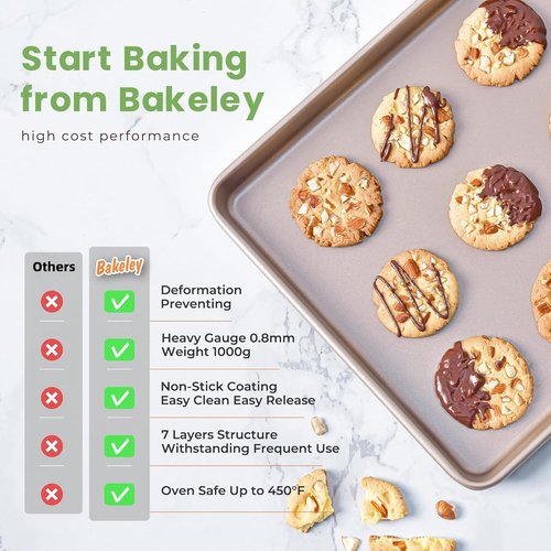 Champagne Gold 17-Inch Half Sheet Baking Pan - Durable Non-Stick Carbon Steel for Cookies & Roasting