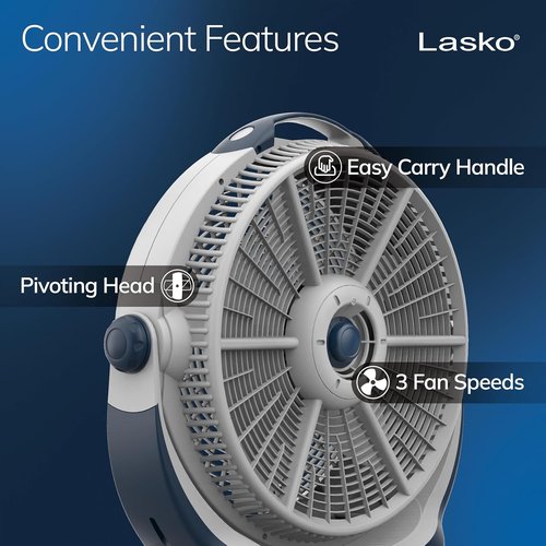 Lasko Wind Machine Fan - Powerful 20" Air Circulator with 3 Speed Settings | Gray Color