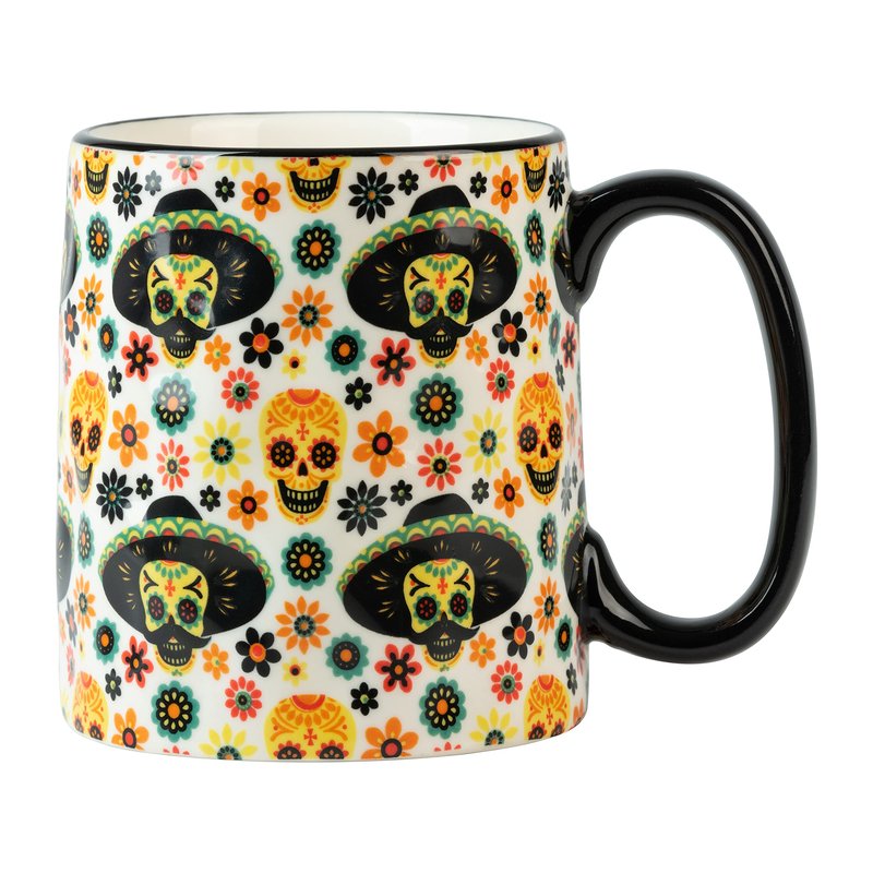 10 Strawberry Street Sugar Skull Day of the Dead Bella Mug, Assorted Set of 4