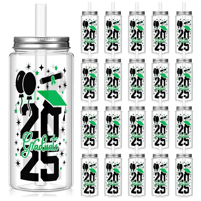 Vesici 24 Pcs Graduation Plastic Cups with Lid and Straws 13.5 oz 2025 Graduate Tumblers Graduation Gifts Drinking Cups with Decorative Bows for Class of 2025 Party Favors Decorations(Yellow)