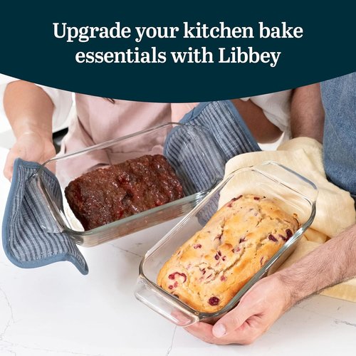 Libbey Baker’s Premium Glass Baking Dish Set - 2 Piece Stackable Bakeware for Bread, Cakes & Meatloaf