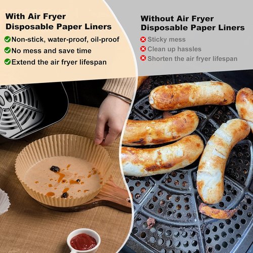 Air Fryer Paper Liners - 125 Pcs Disposable Oilproof Parchment Baking Liners | 6.5 Inch Round