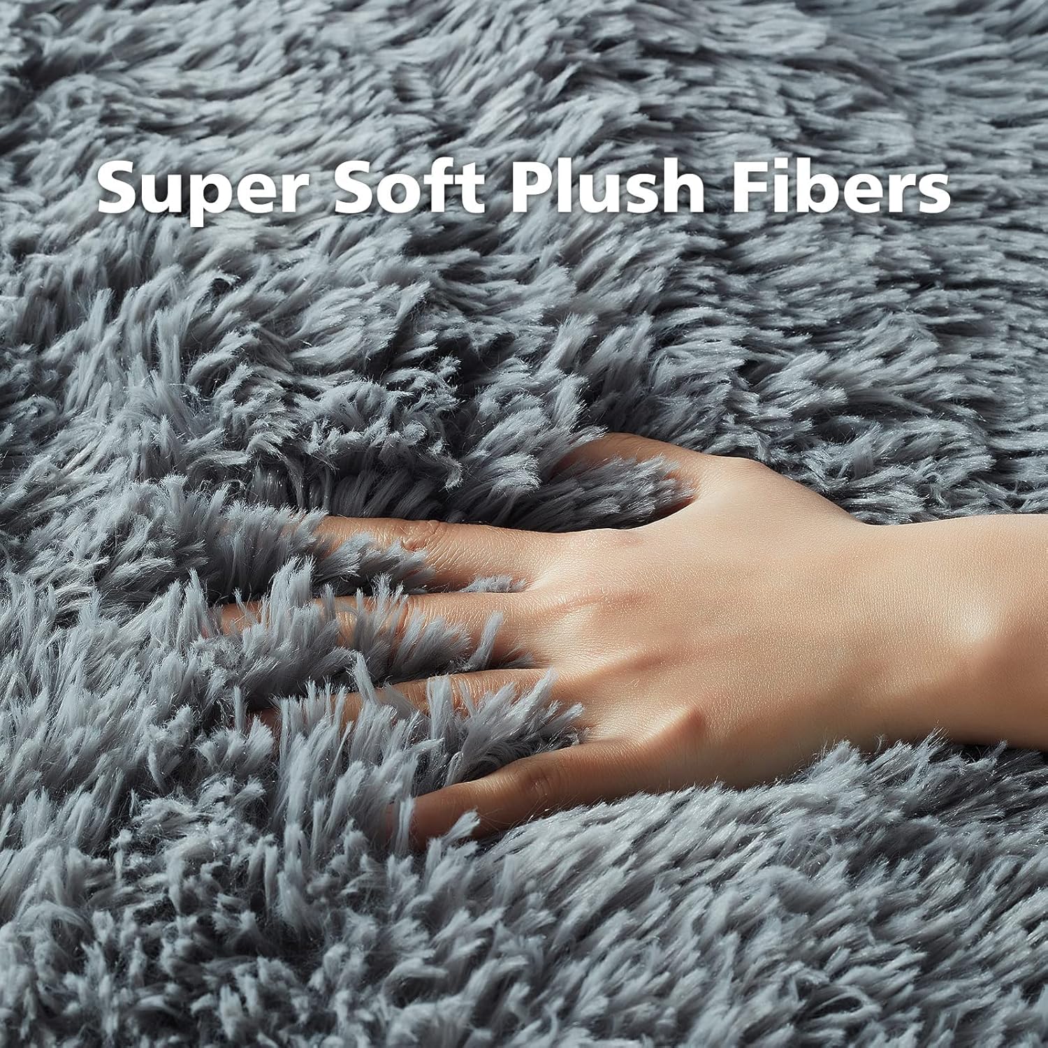 Ophanie 2x3 Light Grey Fluffy Rug - Plush Shag Carpet for Living Room, Kids' Playroom & Bedroom Decor