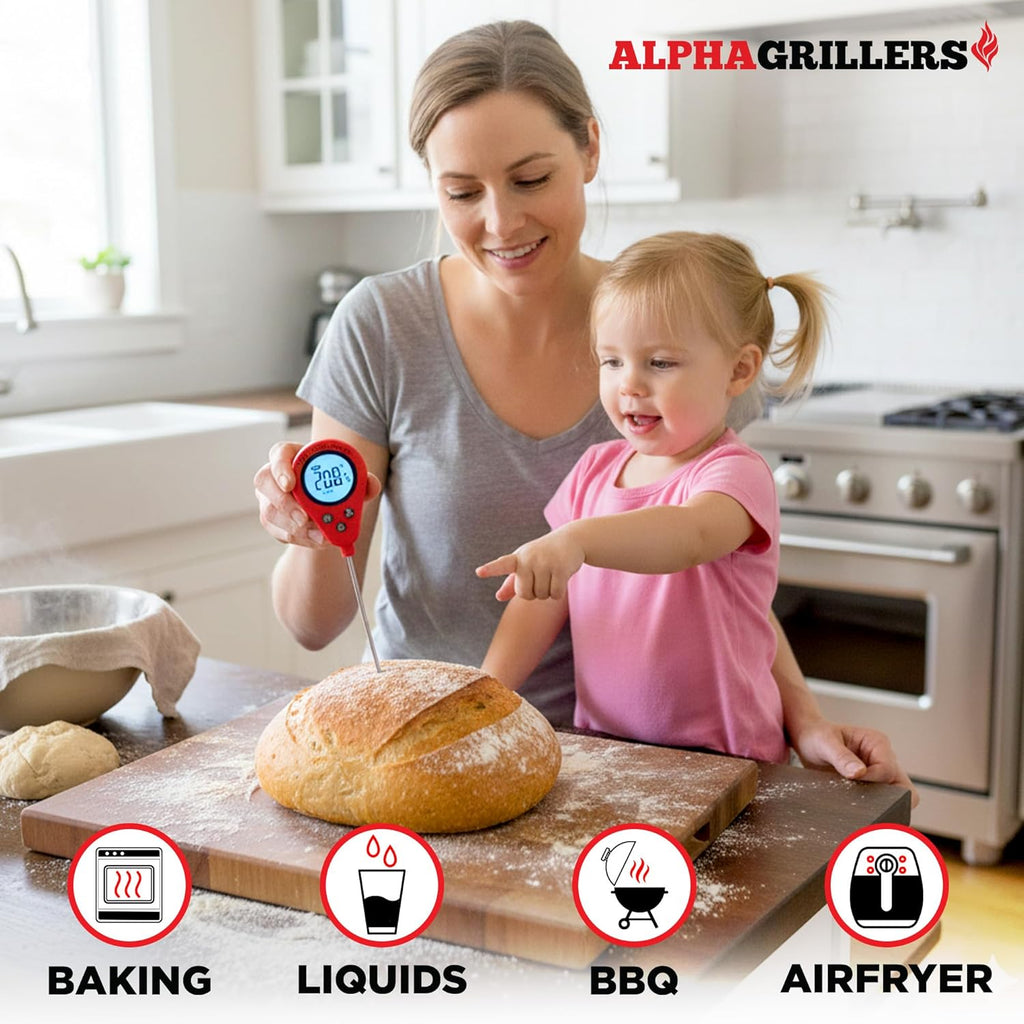 Alpha Grillers Instant Read Meat Thermometer - Digital Cooking Thermometer for Perfectly Cooked Meat | Fast Probe Design