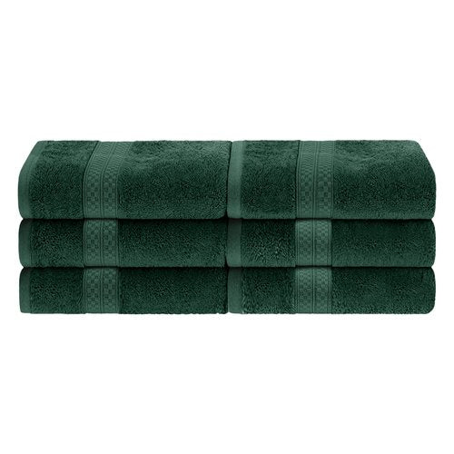 Superior Rayon from Bamboo Cotton Blend Hand Towel Set, Ideal for Bathroom, Guest Bath, Gym, Spa, Bathroom, Kitchen Decor, Home Essentials, Includes; 6 Hand Towels, 16” x 30", Hunter Green