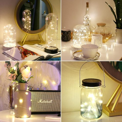 HXWEIYE Fairy Lights - 18 Pack Battery Operated 7ft 20LED Warm White Mini String Lights | Waterproof for Mason Jars, Indoor & Outdoor Decor