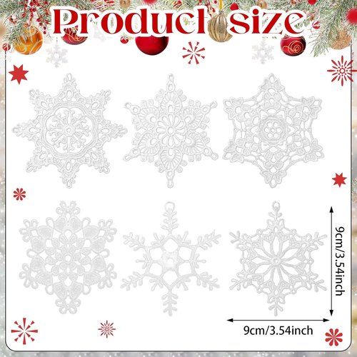 Buryeah Winter Snowflake Ornaments - 36 Pcs Crochet Decorations for Christmas Tree | 6 Styles in White