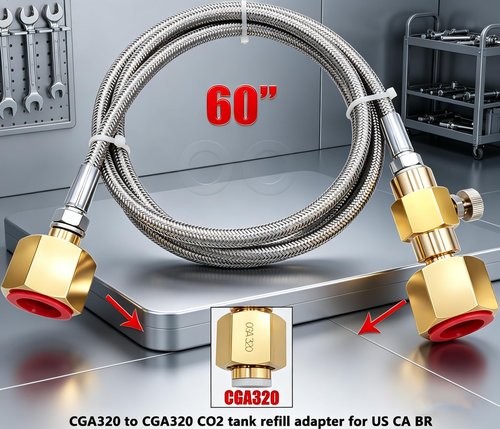 Co2 Tank Cylinder Refill Station,Co2 Filling Adapter With 60 inch Hose,CGA320 Tank Fill CGA320 Tank