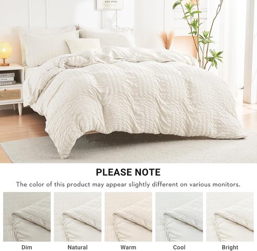 HYMOKEGE Ivory California King Comforter Set - 7-Piece All-Season Luxury Bedding Collection
