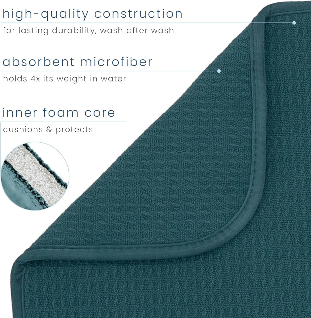 S&T INC. Dish Drying Mat - Absorbent Microfiber Kitchen Counter Pad | 16” x 18” | Tapestry Blue