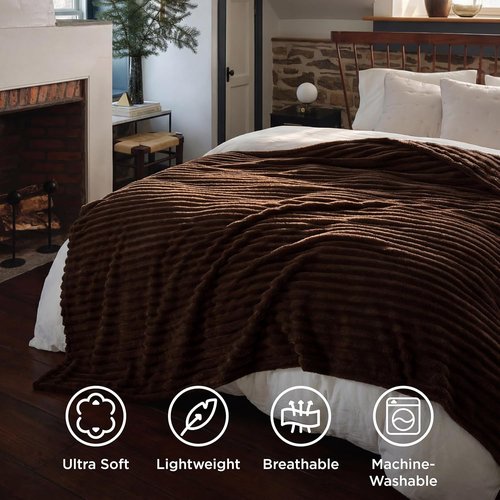 Bedsure GentleSoft Fleece Blanket - Cozy Dark Chocolate Throw for Couch, 108x90 Inches