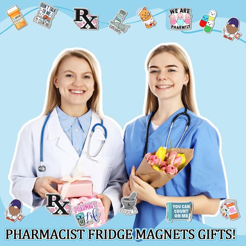 Flutesan 36 Pcs Pharmacy Gifts Magnets Pharmacy Technician Gifts Christmas Pharmacist Nurse Tech Appreciation Funny Medical Accessories Supply for Doctors Nurses Week Fridge Refrigerator Whiteboard