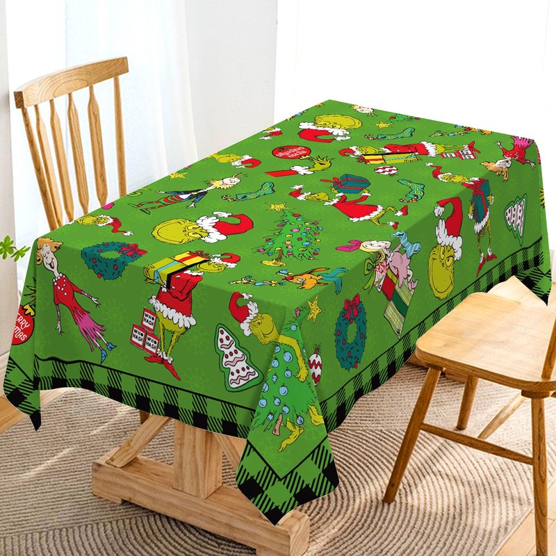 Hafangry Green Christmas Tablecloth Buffalo Plaid Check Xmas Winter Holiday Party Decoration Rectangular Kitchen Dining Room Home Decor 60×84 inches