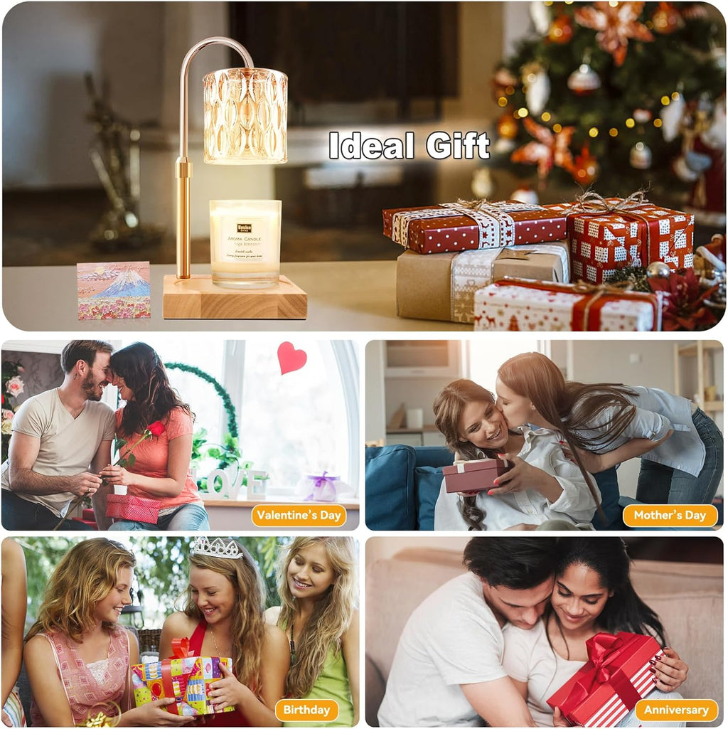 Skiennix Candle Warmer Lamp - Adjustable Height & Dimmable with Timer | Charming Gift Box Included, Perfect for Birthdays & New Home Decor