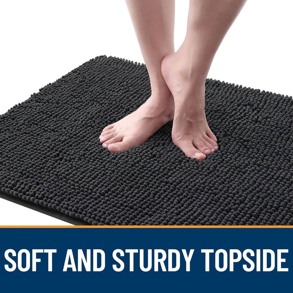 OLANLY Dog Door Mat - Absorbent Non-Slip Chenille Mat for Muddy Paws | 47x20 Inches, Dark Grey