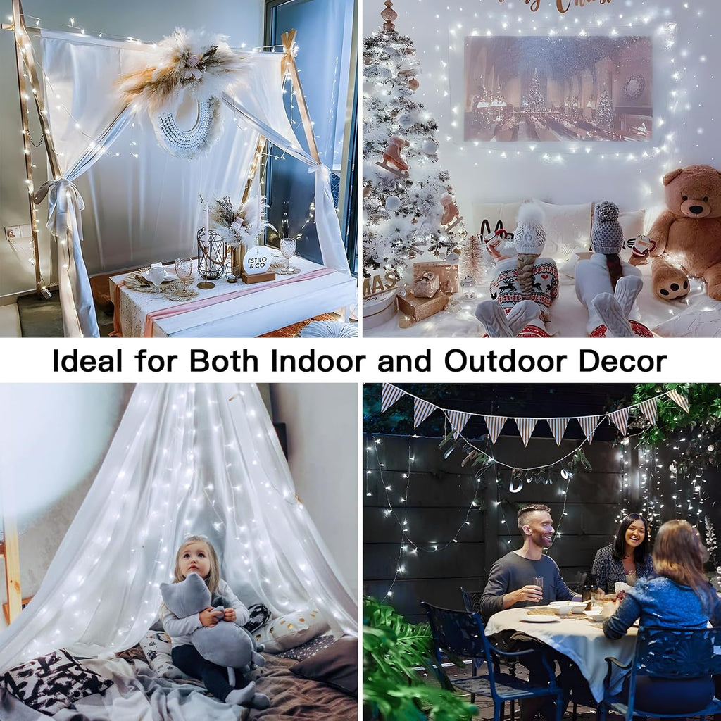 Suddus 33ft White String Lights - 100 LED Twinkle Lights with Timer | 12 Modes for Indoor/Outdoor Decor