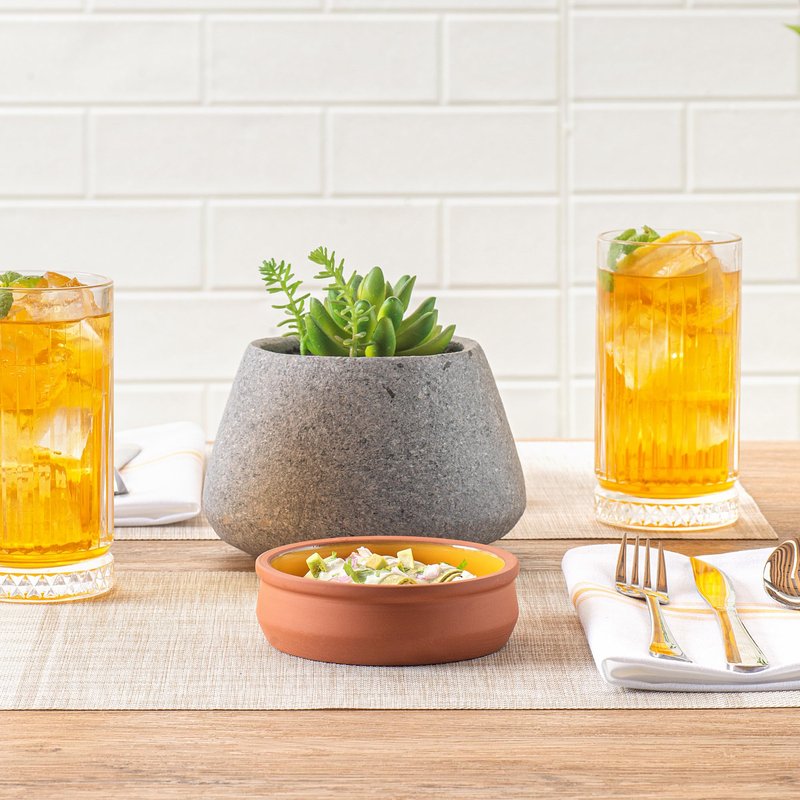 Restaurantware-Terra Tek 8.5 Ounce Terracotta Cazuelas, 10 Yellow Glazed Clay Pots For Cooking - Oven-Ready, Microwavable, Terracotta Serving Pots, Dishwashable, For Cooking And Serving