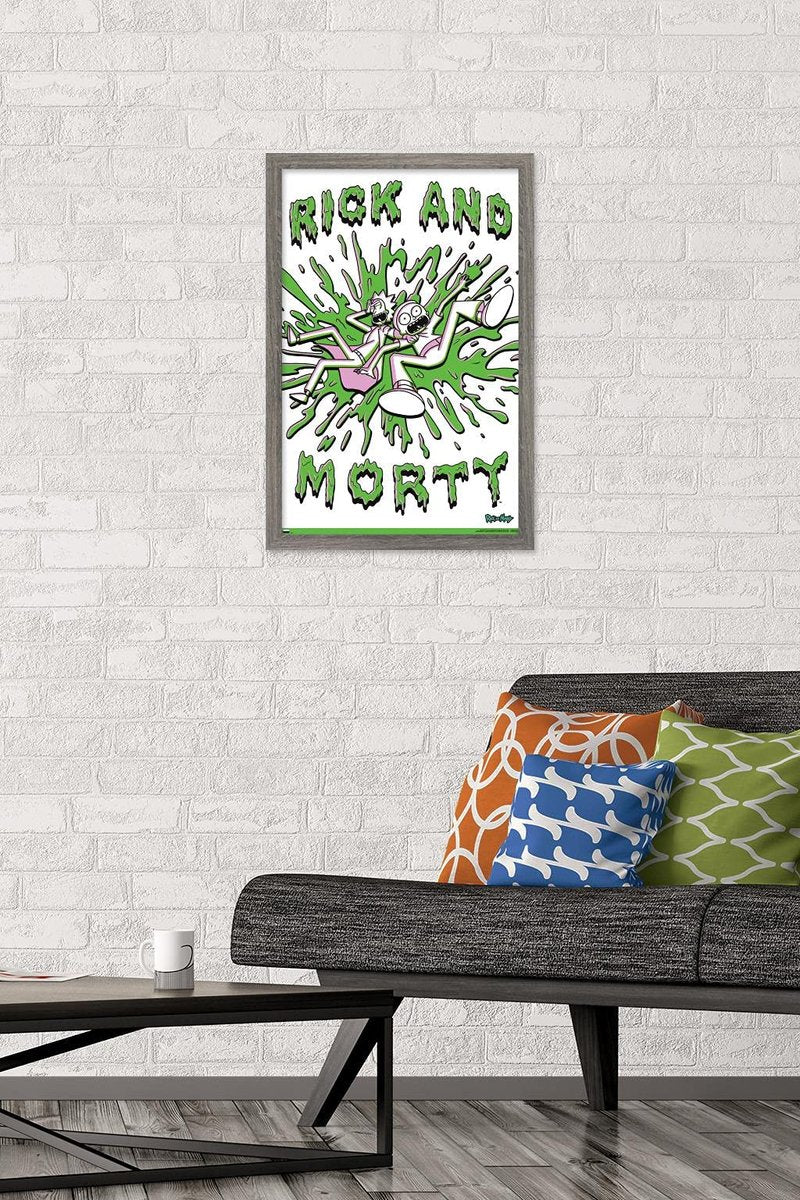Trends International Rick and Morty - Acid Wall Poster, 22.4L x 14.7W, Barnwood Framed Version