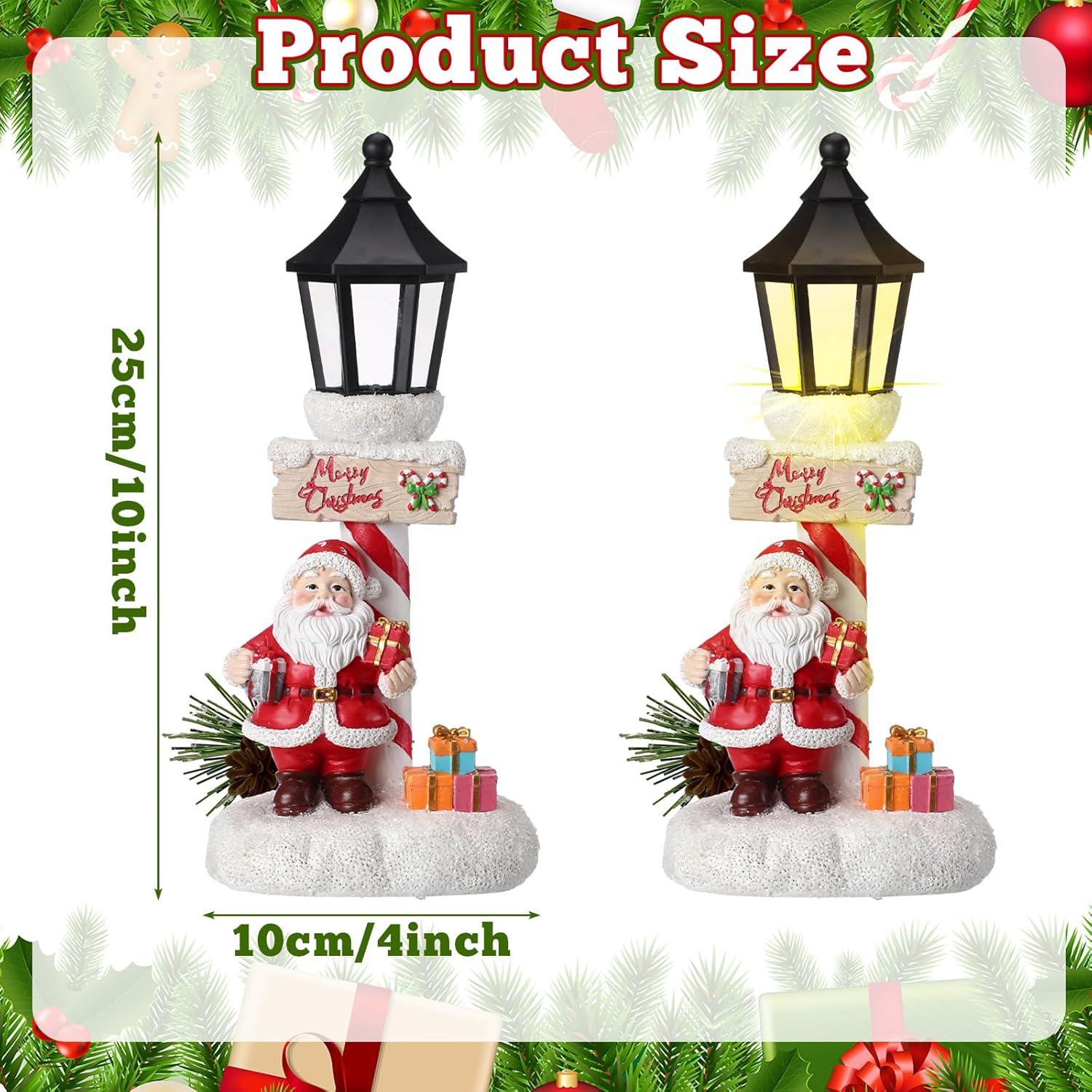 Regine Switzerland Christmas Light Table Decorations - 2 Pack Red Cardinal LED Lamppost Figurines for Holiday Home Decor