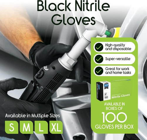 Inspire Black Nitrile Disposable Gloves - 4.5 Mil Safety Gloves for Medical & Cleaning Use