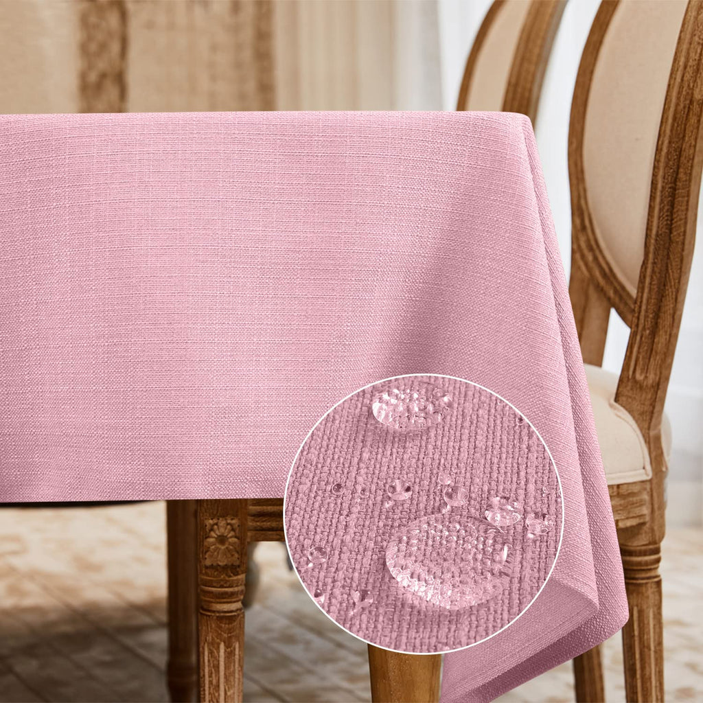 BALCONY & FALCON Rectangle Tablecloth Washable Wrinkle Resistant Water Proof Table Cloth Decorative Fabric Tablecloths for Valentines Day Dining Parties Kitchen Wedding Outdoor Use (Light Pink, 55x95)
