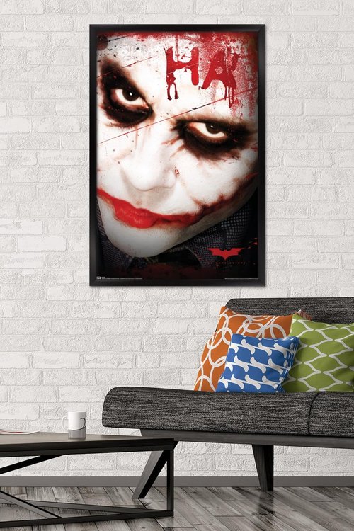 Trends International DC Comics Movie - The Dark Knight - The Joker Ha in Blood Wall Poster, 22.375" x 34", Black Framed Version