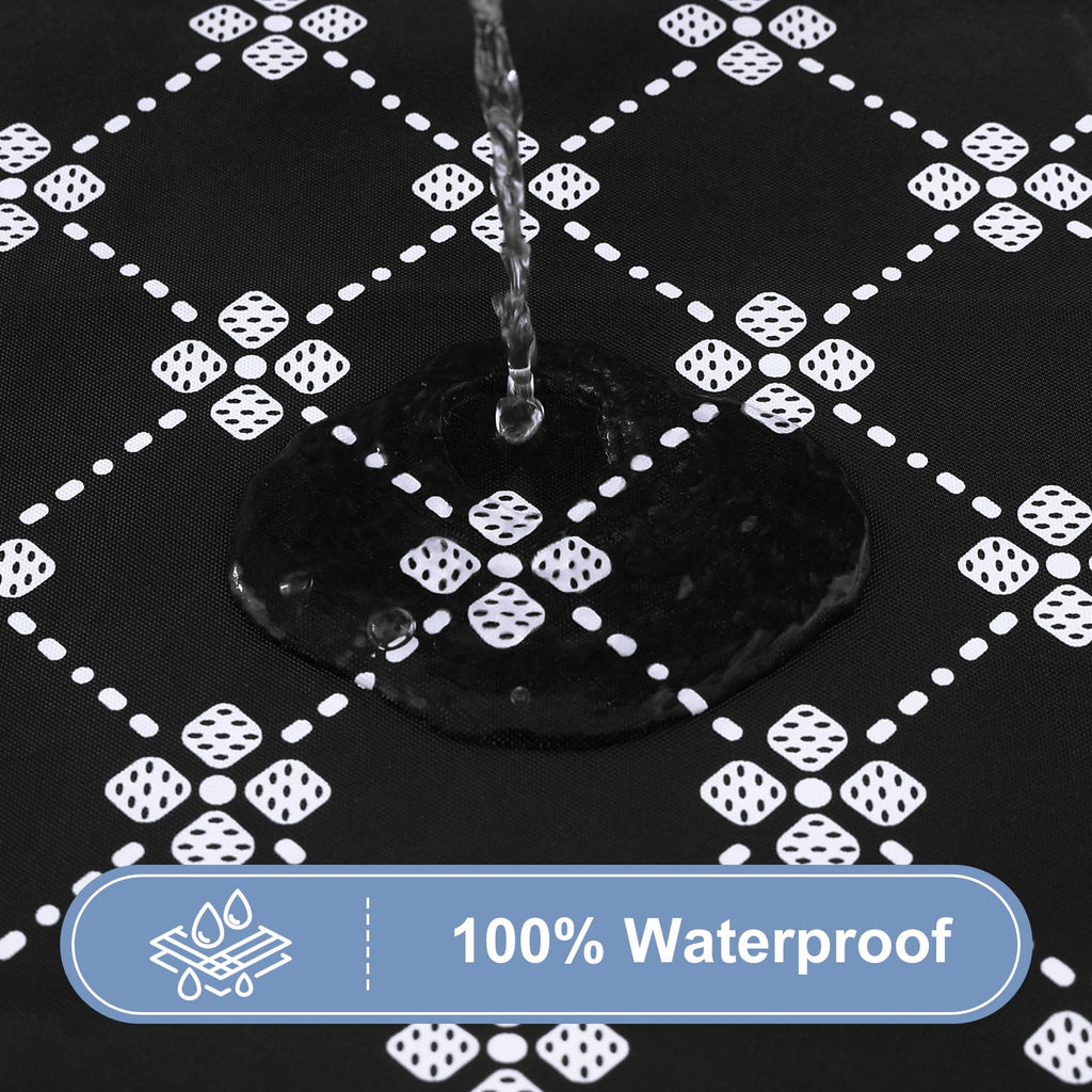 misaya 2 Pack Rectangle Vinyl Table Cloth, Elastic Fitted Tablecloth with Flannel Backing, Waterproof Plastic Table Cover Fits 8 Foot Folding Tables for Camping, Indoor and Outdoor (Black, 30" x 96")