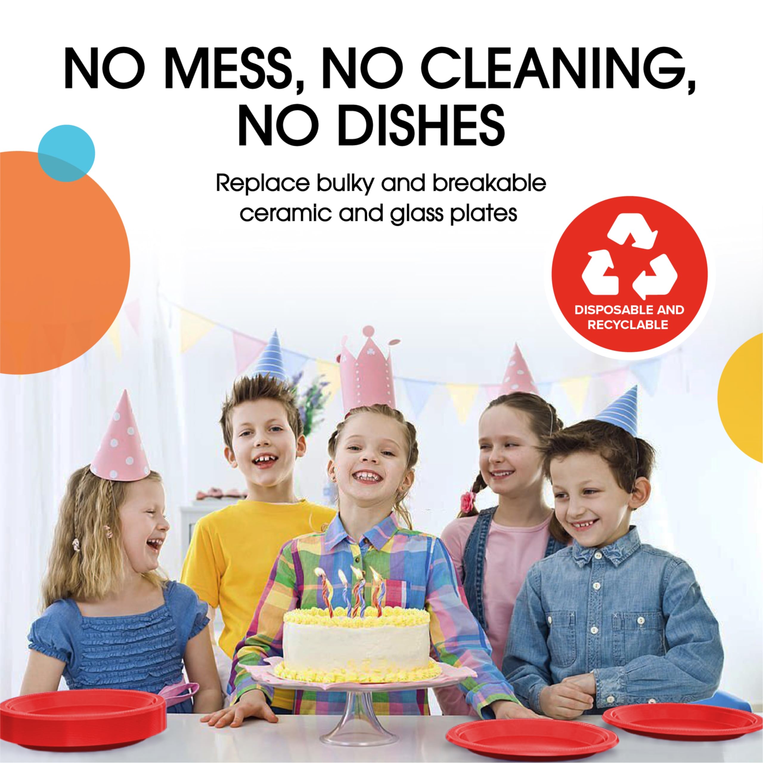 Exquisite Party Solids Red Plastic Plates For Party Supplies 7" Red Disposable Plates Heavy Duty 50 Pcs Plastic Dinnerware Sets Heavy Duty 350 GSM Disposable Dinnerware Set