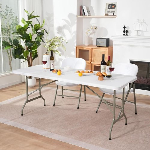 Heavy-Duty Folding Table by [Brand Name] - 6ft Portable Picnic Table with 500lbs Capacity & Steel Legs