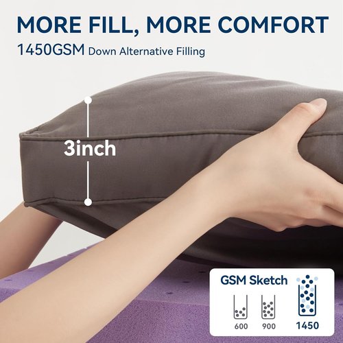 BDEUS 5-Inch Queen Memory Foam Mattress Topper - Dual Layer Gel & Down Alternative Pillow Top, Dark Gray