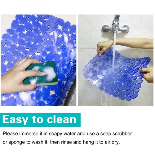 Coopay Kitchen Sink Mat Pebble Protect Mat PVC Eco-friendly Adjustable Stainless steel/ Porcelain Dish Drying Pad Protector for Bottom of Kitchen Sink, 15.8 x 11.8 inches (2 Pack, Blue)