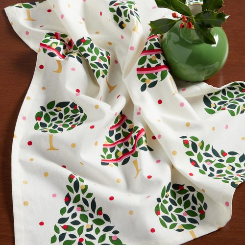 kate spade new york Holiday Confetti Cloth Napkins 4-Pack Set, 100% Cotton with Metallic Print, Machine Washable, Cream/Green, 20"x20"