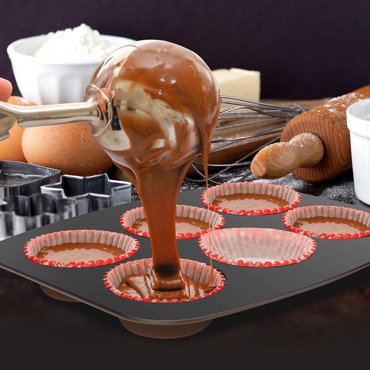 NutriChef 8-Piece Nonstick Bakeware Set - PFOA-Free Baking Trays, Oven Safe to 450°F, Brown
