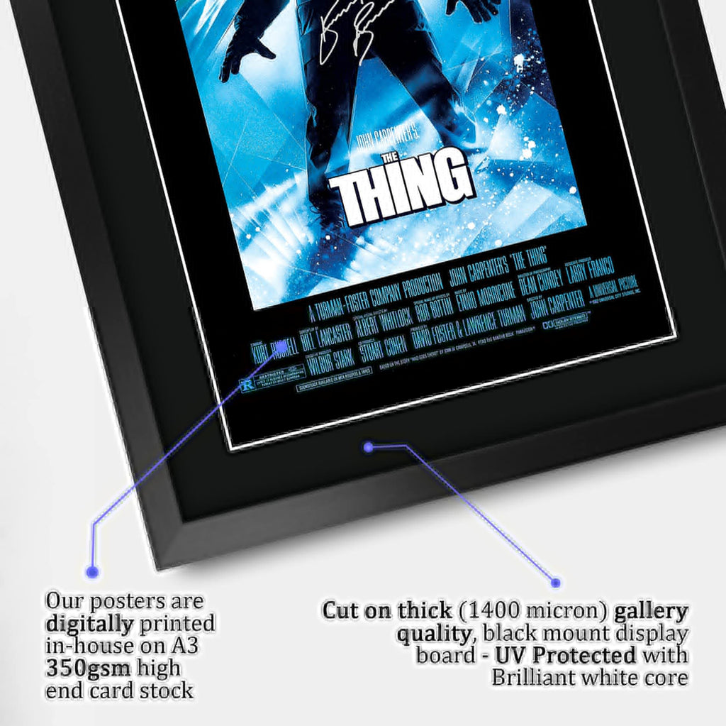 HWC Trading The Thing Movie Poster John Carpenter Kurt Russell Signed 16 x 12 inch Framed Gift Printed Autograph Film Print Photo Picture Display - 16" x 12" Framed