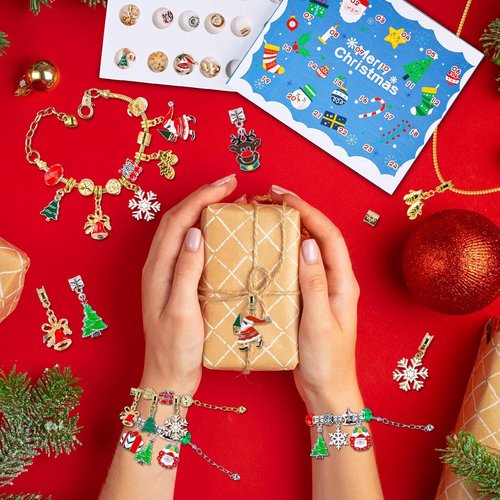 Advent Calendar 2025 | DIY Charm Bracelet & Necklace Set - 24-Day Christmas Countdown Gift for Teens