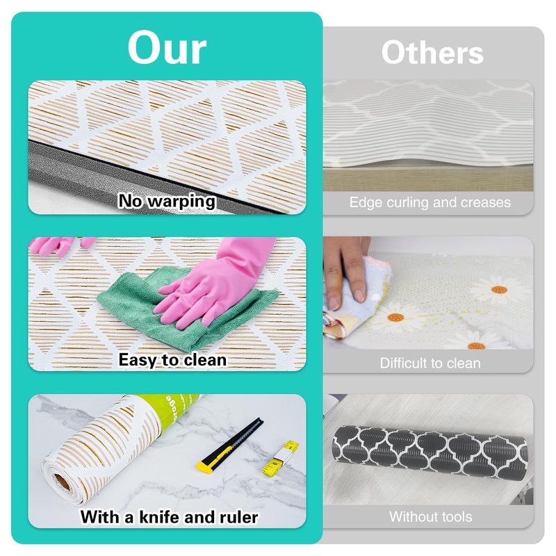 Drawer and Shelf Liner for Kitchen Cabinet,Non-Adhesive Cabinet Liner 12in x 30FT,Waterproof Shelf Paper Non-Slip Mats Cupboard Liners Contact Protect Dresser/Shelves/Table-Brown Stripes
