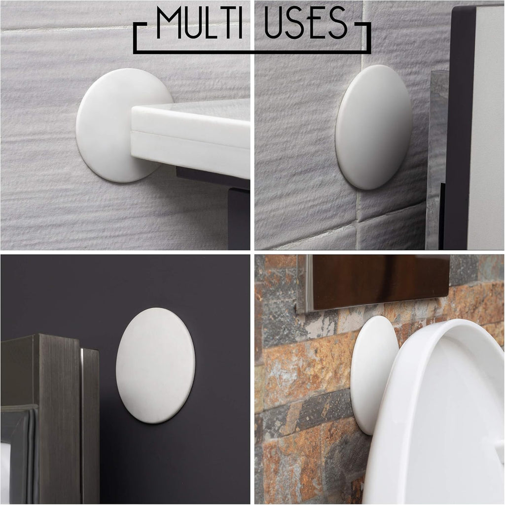 Skiennix Door Stoppers - Large 3.15" Silicone Wall Protectors | Strong Adhesive & Shock Absorbent - 4 Pack - White